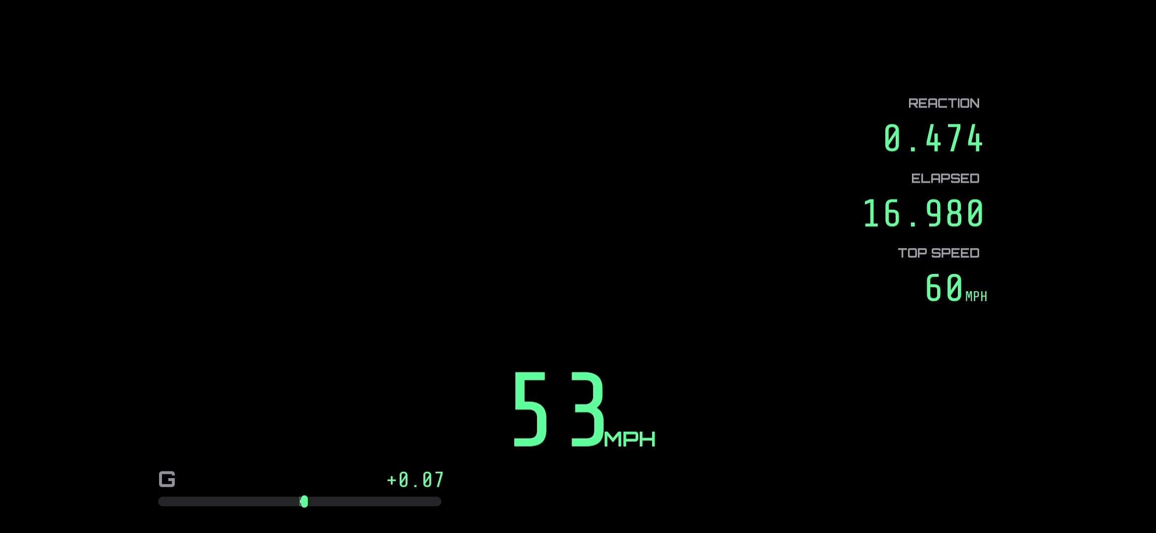 Drag Race DashCam – exported video playback with run stats burned into the footage